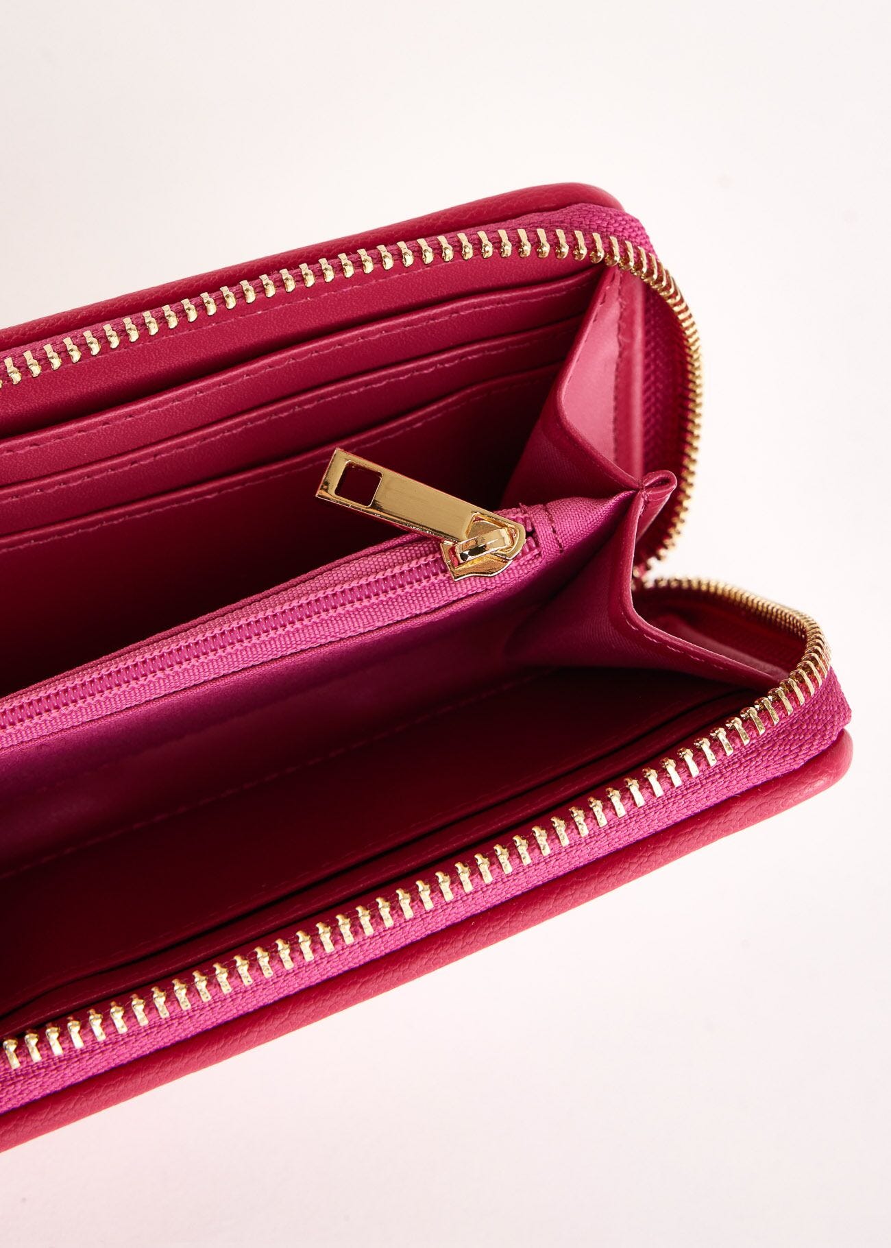 Fuchsia mini zip-around wallet