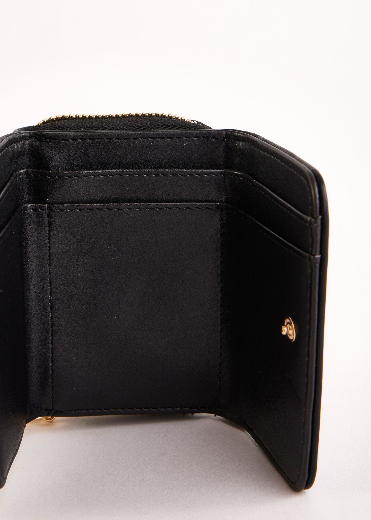 Black mini zip-around wallet