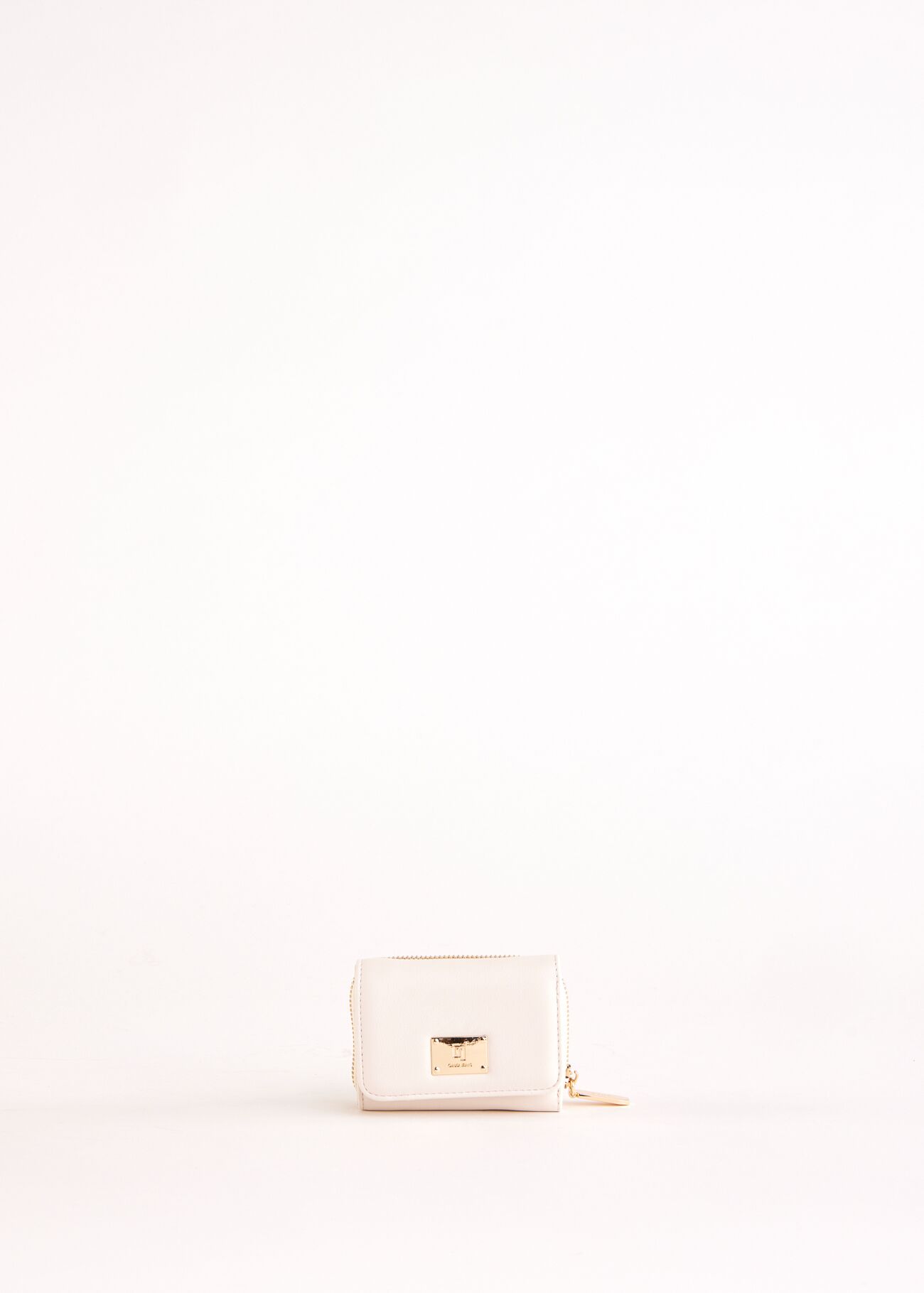 White mini zip-around wallet