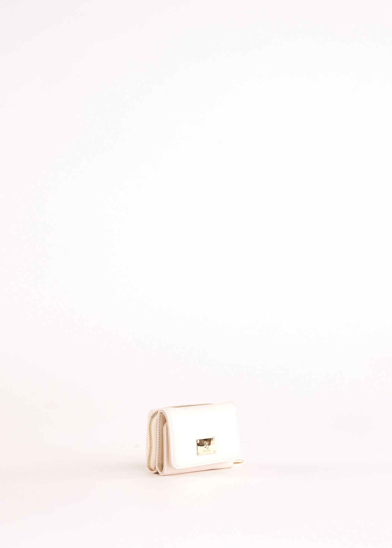 White mini zip-around wallet