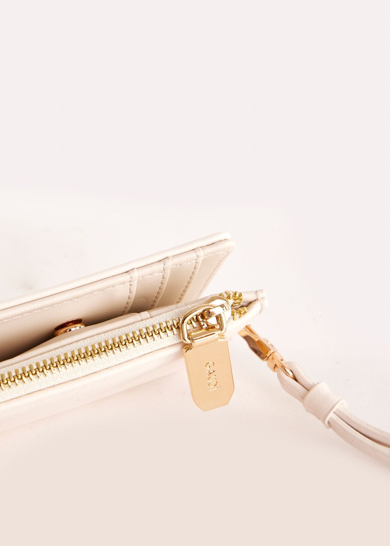 White faux-leather card holder