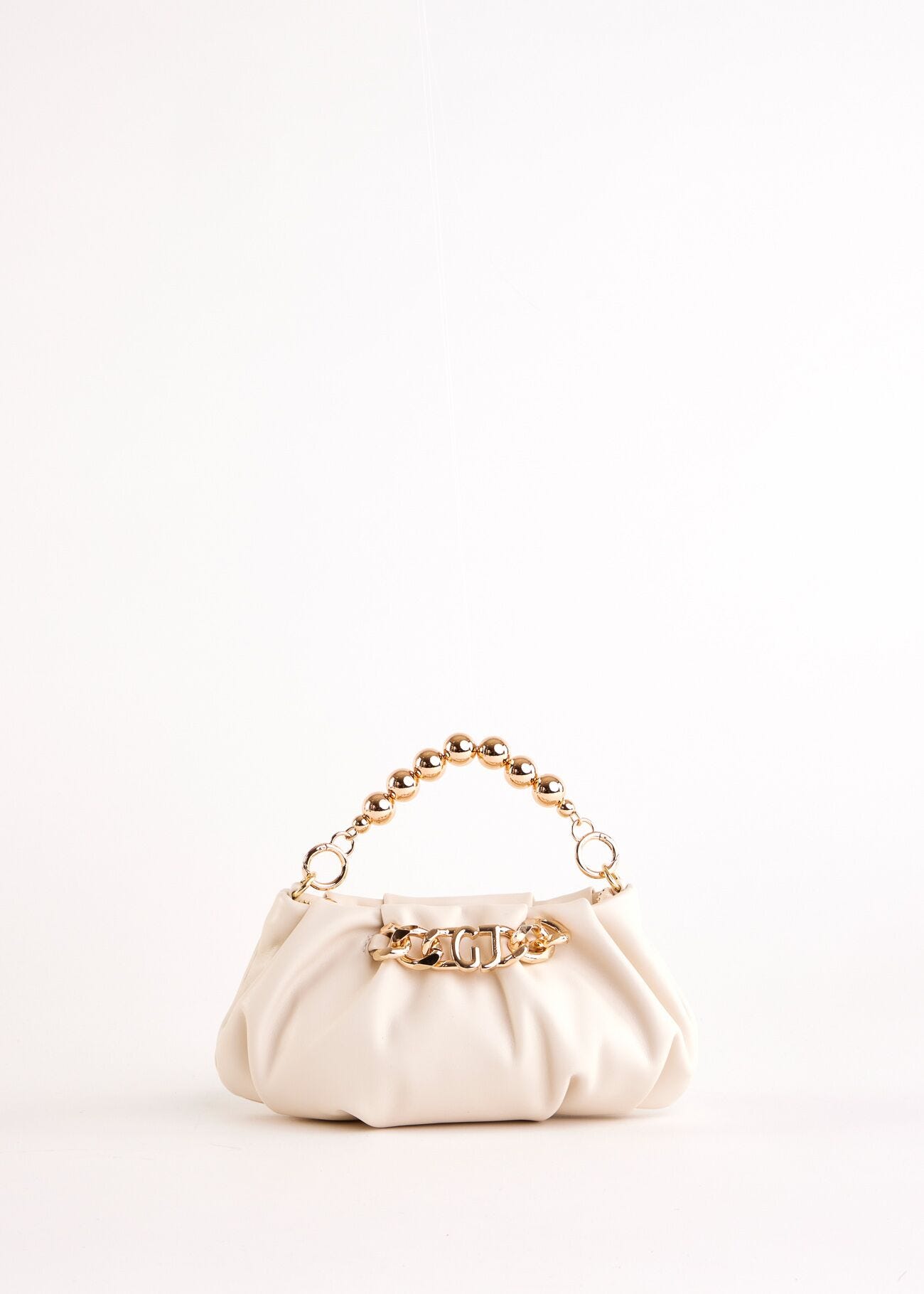 White faux-leather clutch