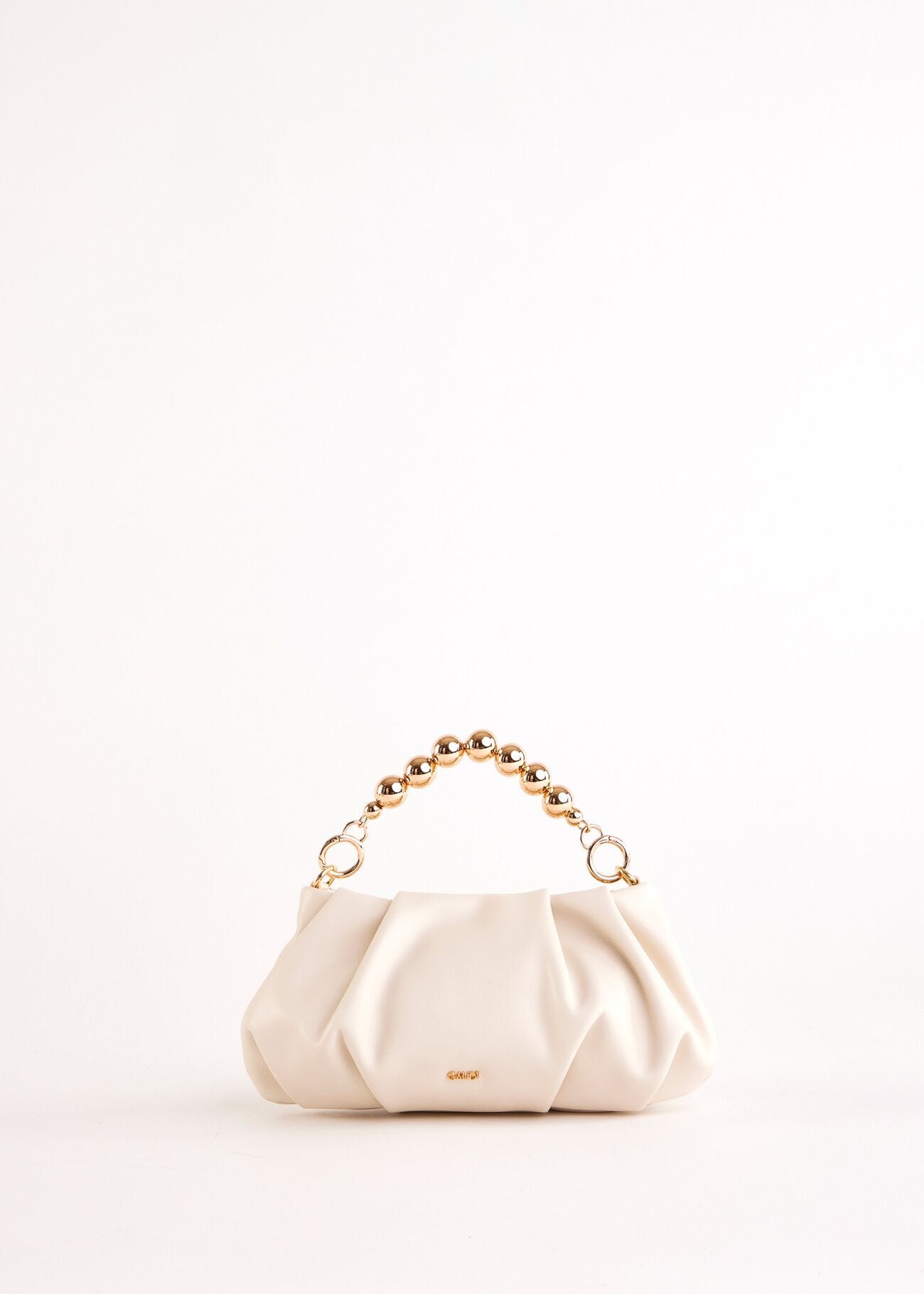 White faux-leather clutch