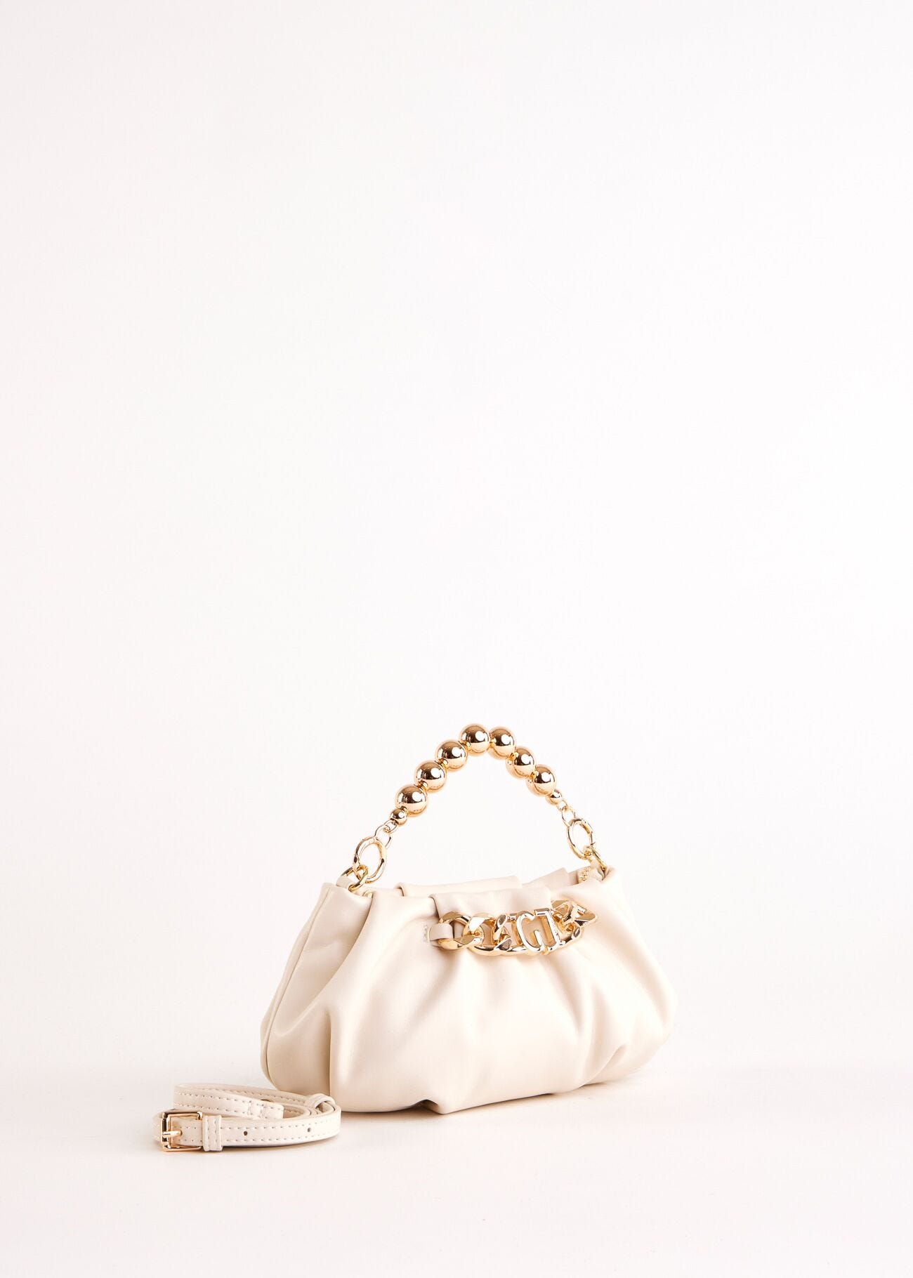 White faux-leather clutch