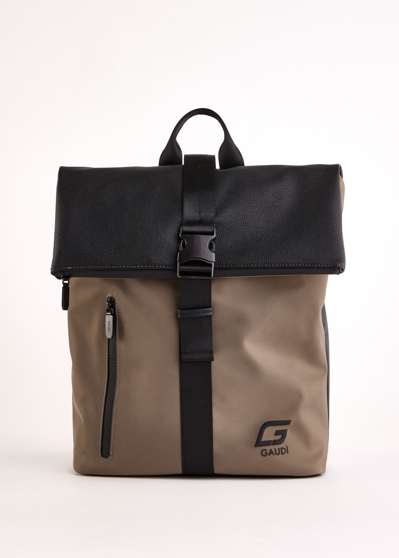 Nylon and faux-leather backpack