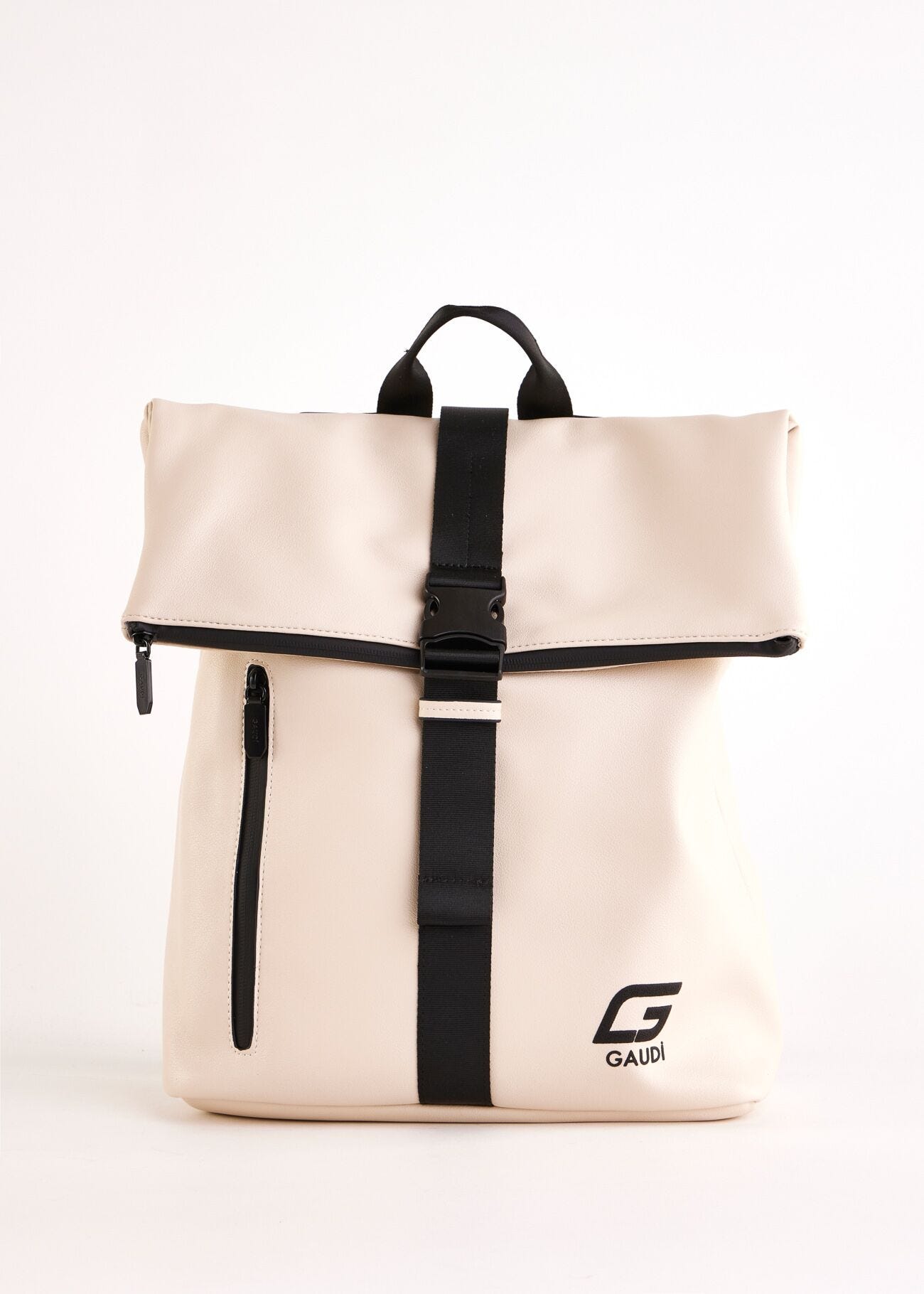 White faux-leather backpack