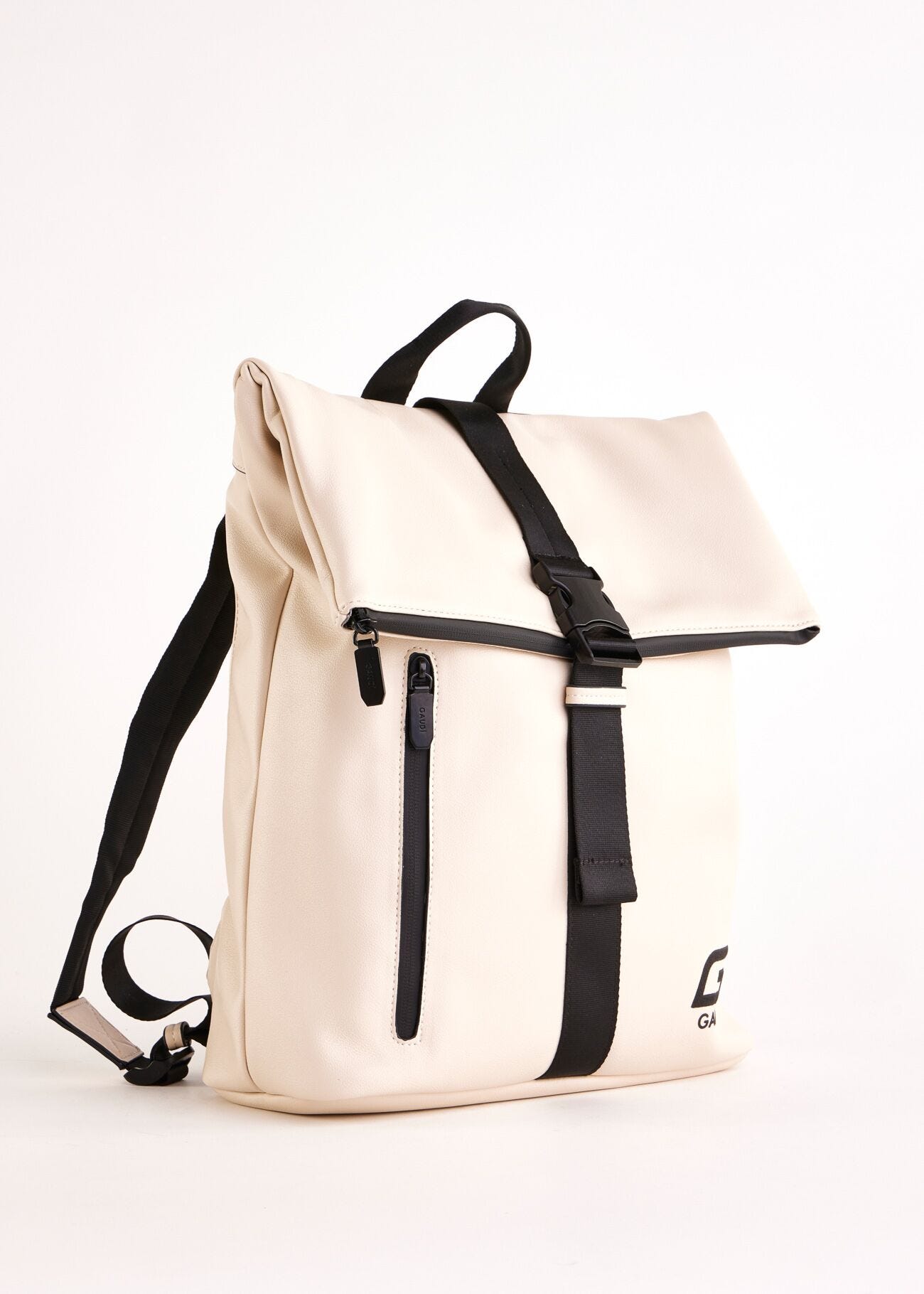 White faux-leather backpack