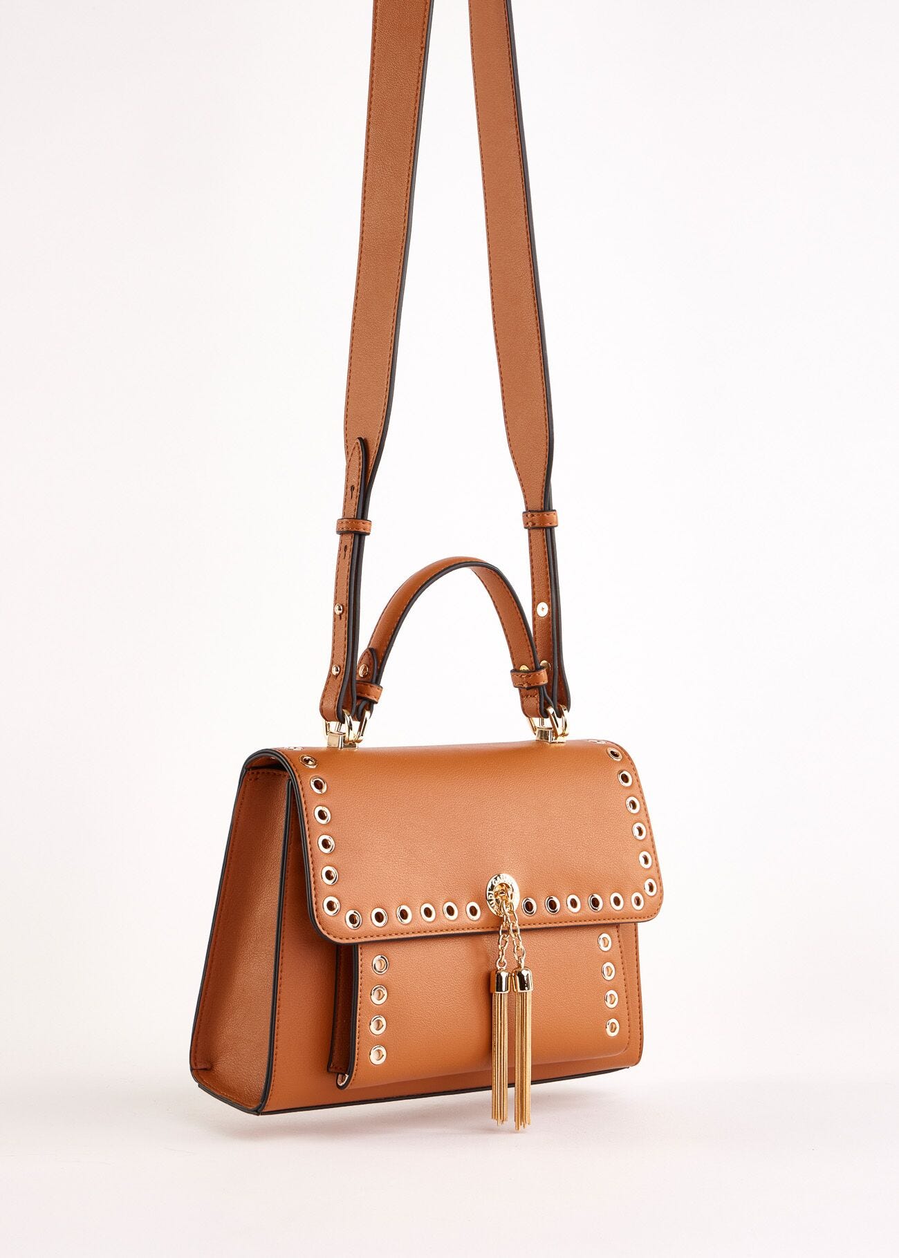 Sac à bandoulière marron en matière synthétique