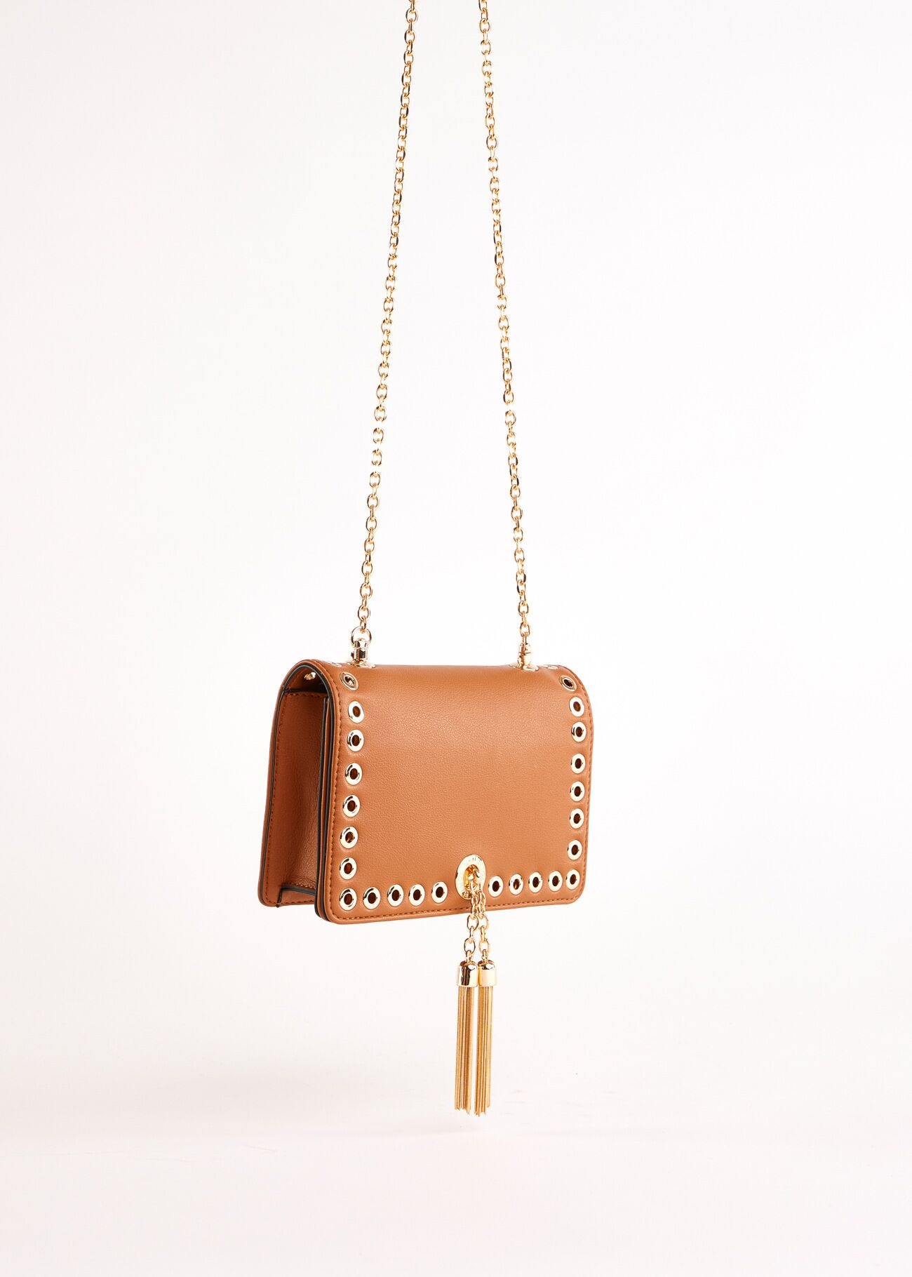 Brown faux-leather crossbody bag