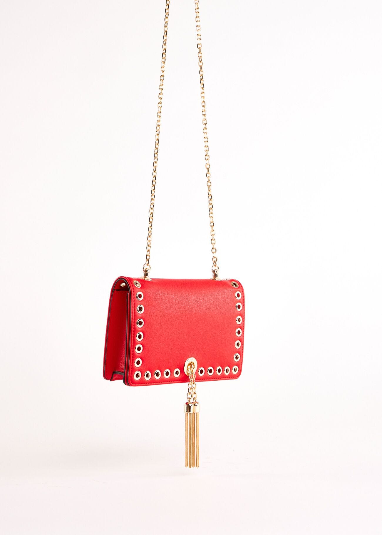 Red faux-leather crossbody bag