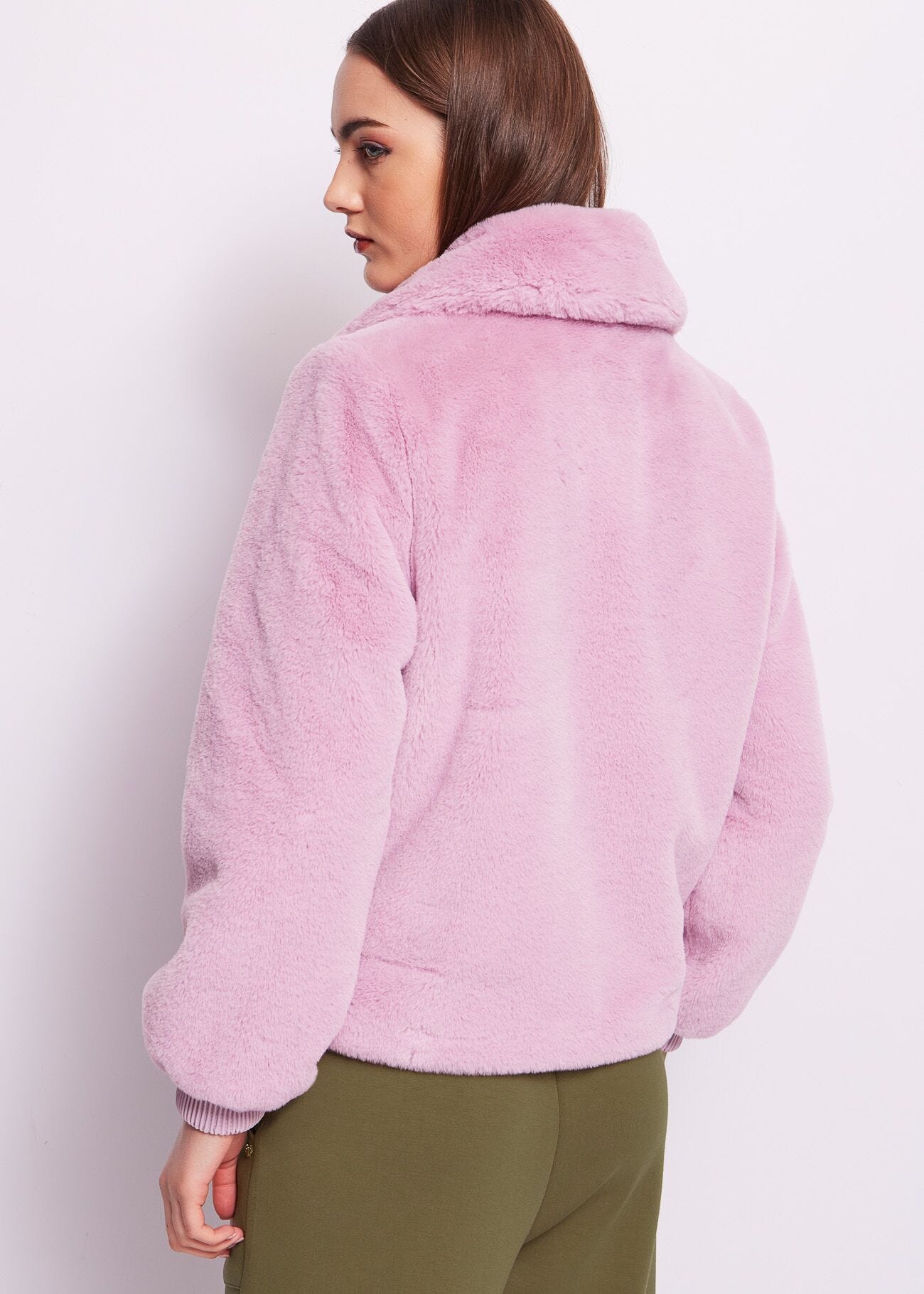 Veste en fourrure synthétique rose