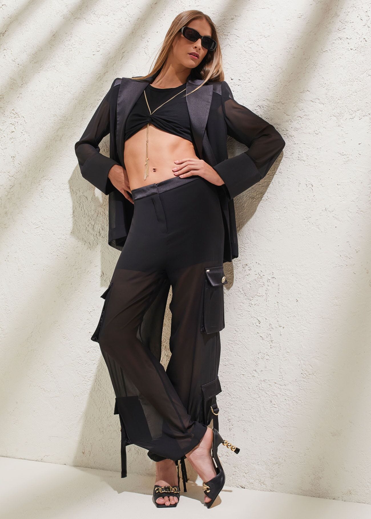 Women's georgette and satin blazer
