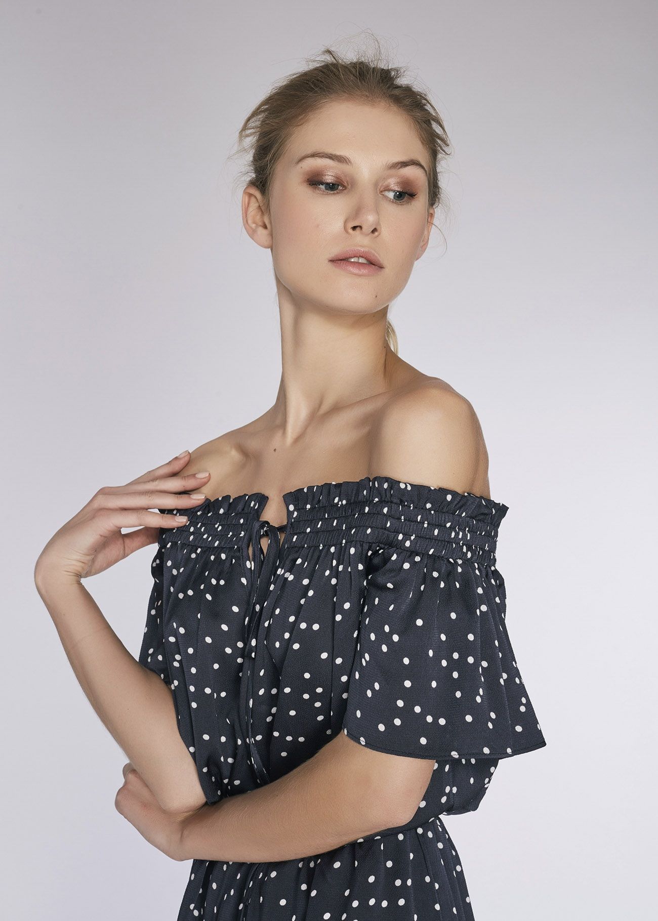 Polka-dotted satin jumpsuit 