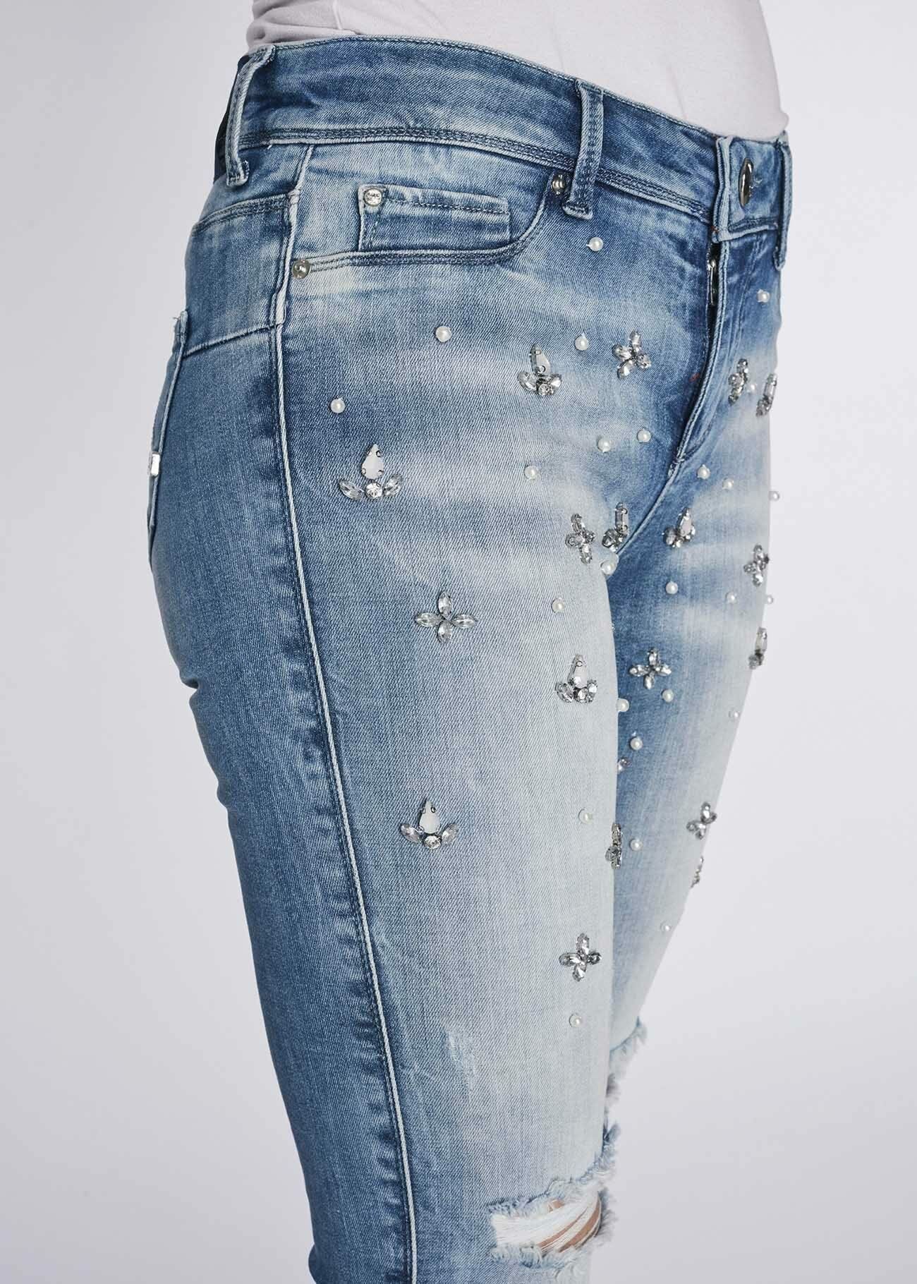 Jeans skinny con strass