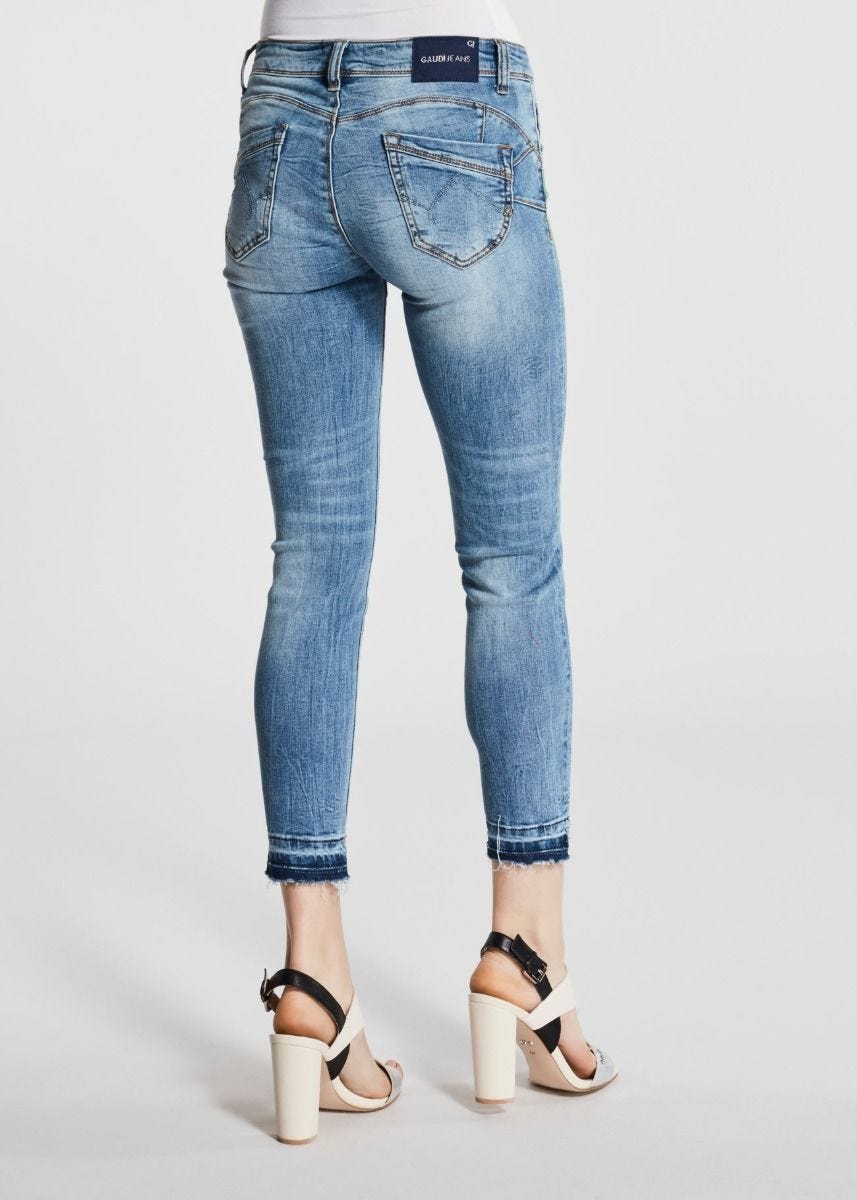 Jeans skinny con strass multicolour
