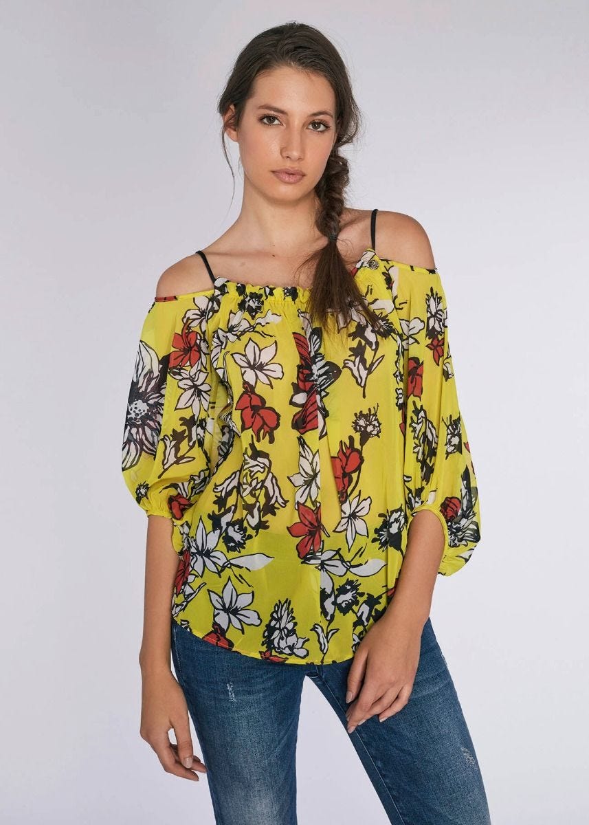 Tunic with tropical print 