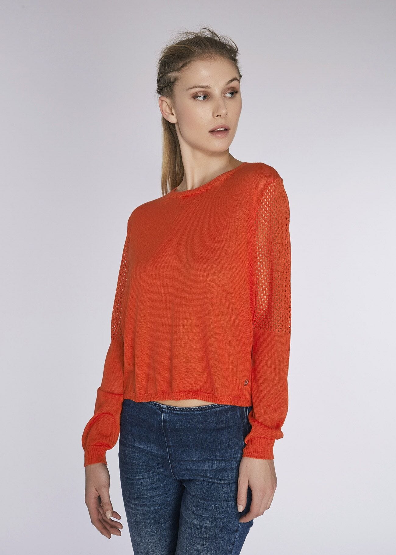 Viscose and micro mesh blend jumper