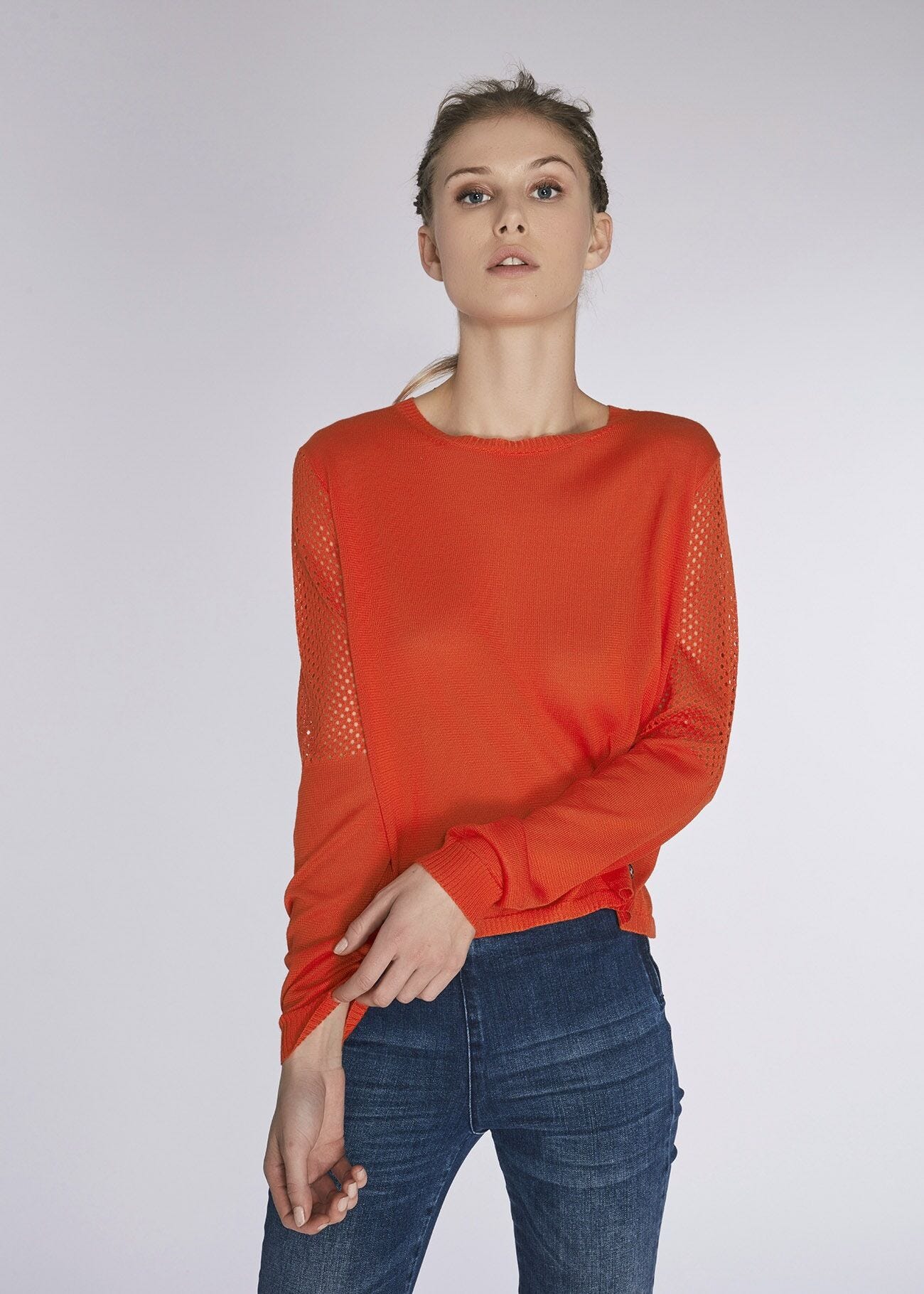 Viscose and micro mesh blend jumper