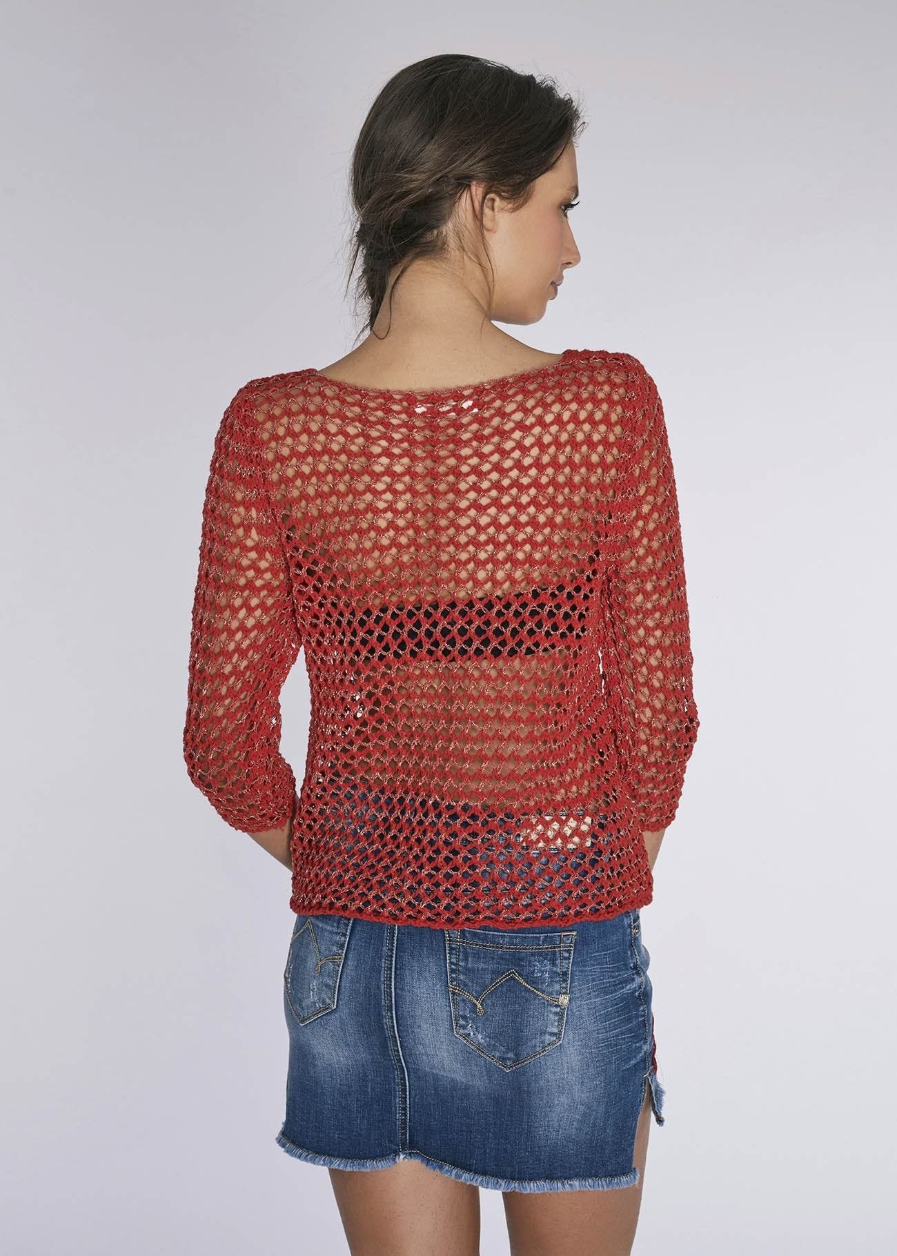 Open-knit cotton blend jumper 