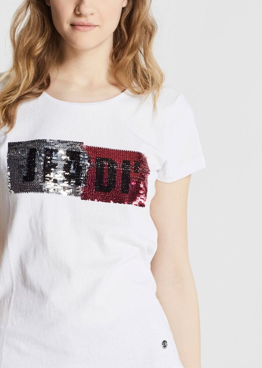 T-shirt in cotone con paillettes