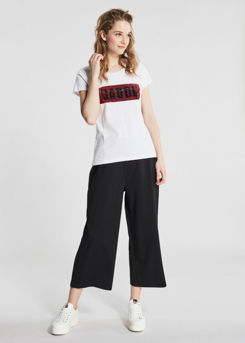 T-shirt in cotone con paillettes