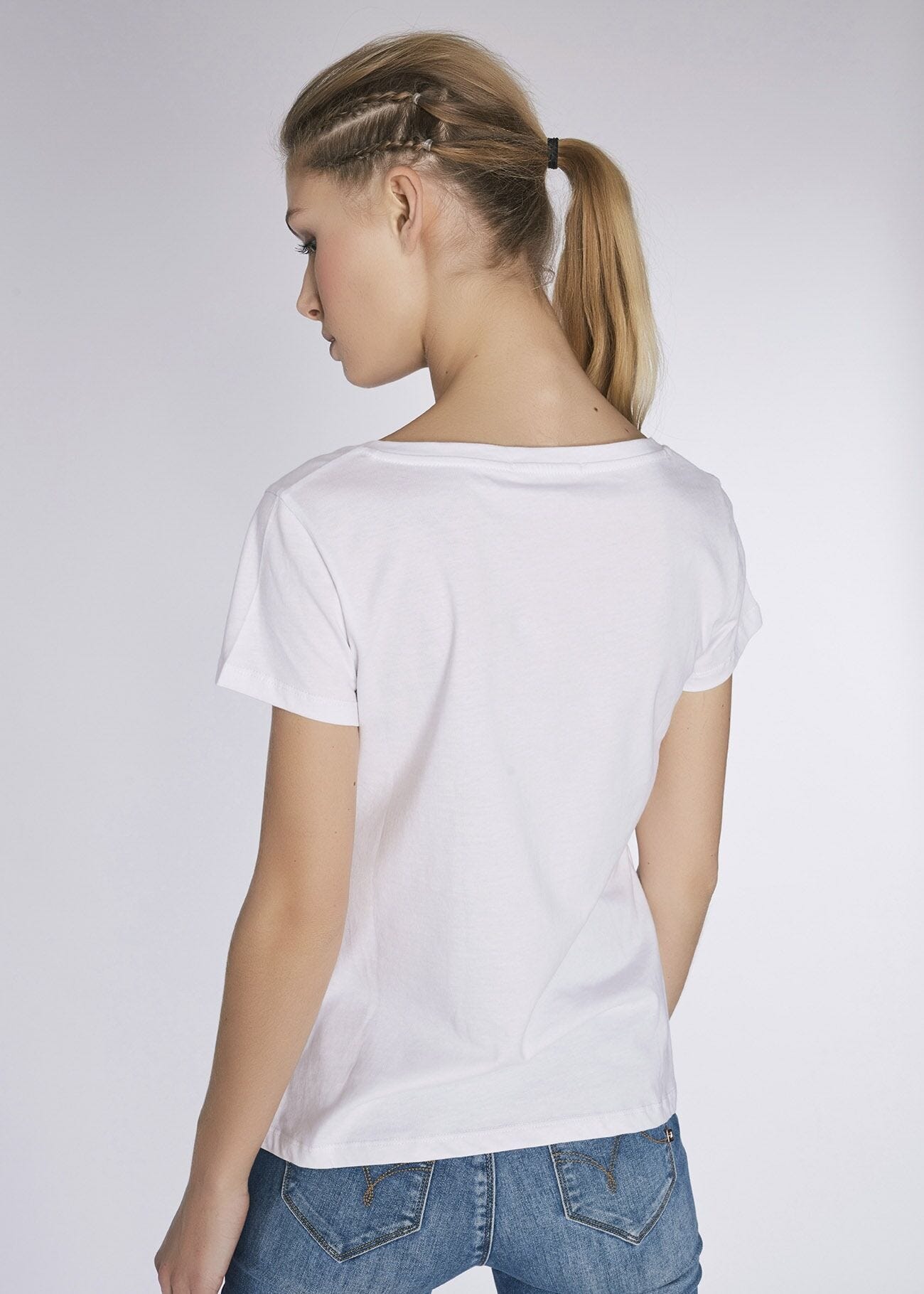 T-shirt in jersey con collo a V