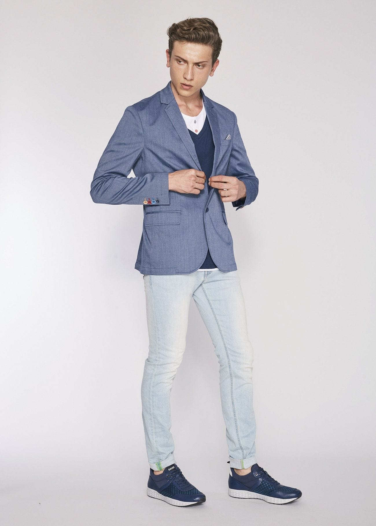 Single-breasted jacket in technical fabric 
