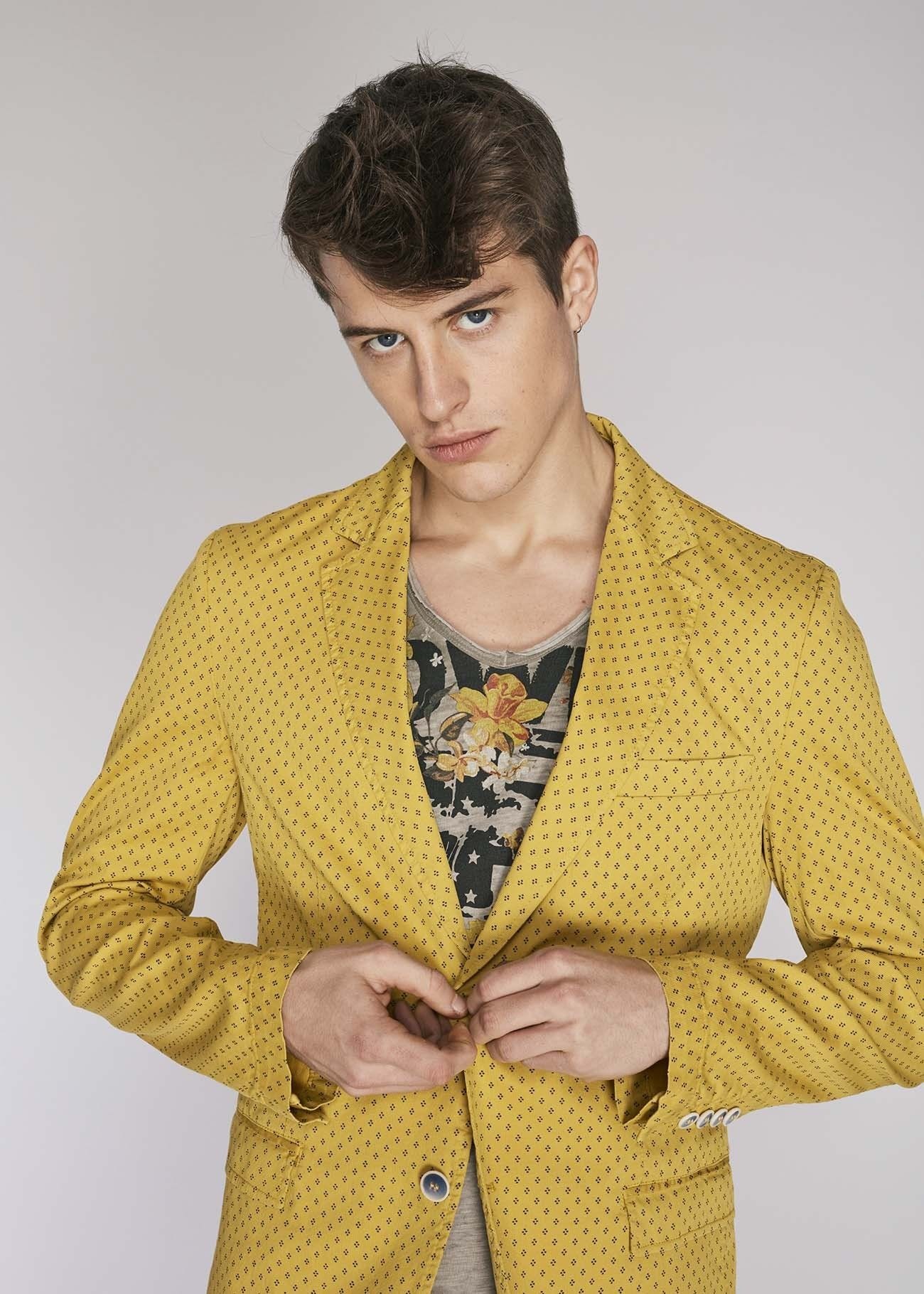Single-breasted jacket in printed cotton