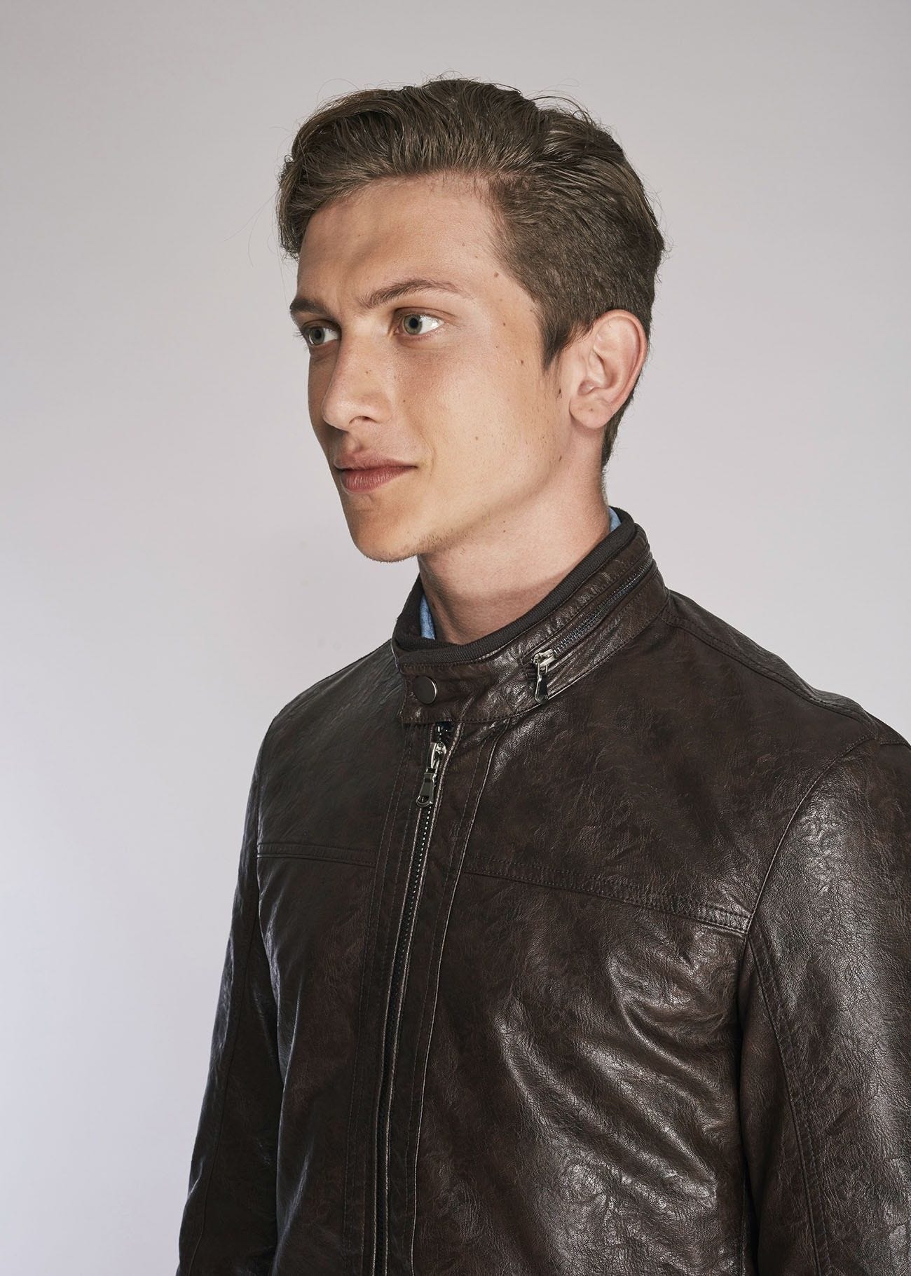 Faux leather jacket with zip 