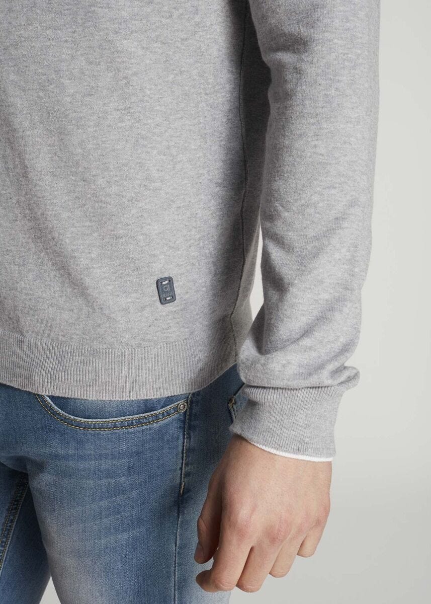 Cotton-blend crew neck jumper 