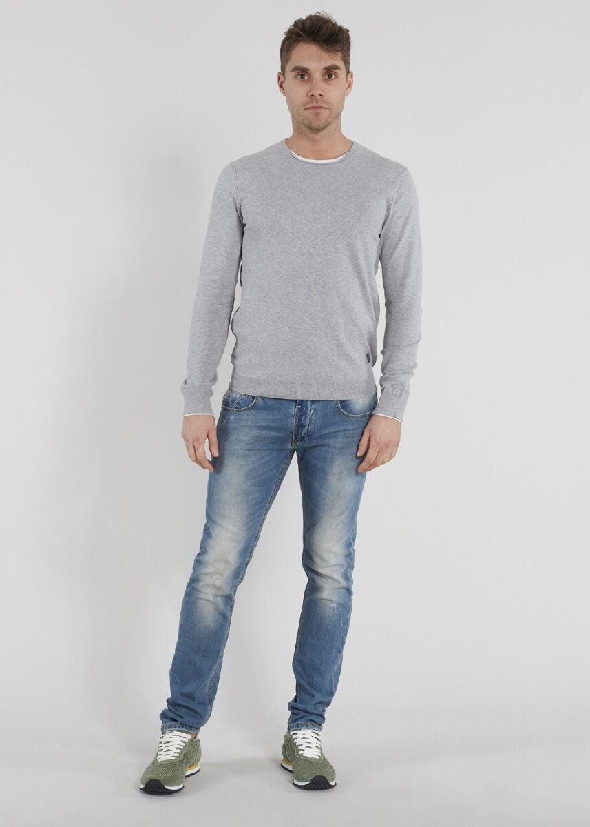 Cotton-blend crew neck jumper 