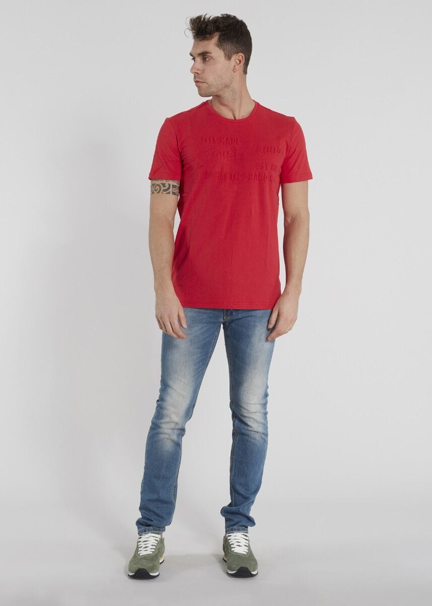 T-shirt in cotone stampa embossed