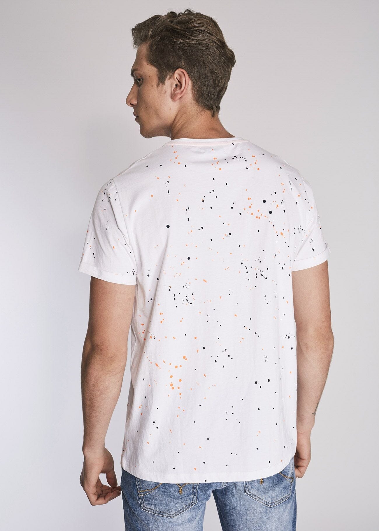 T-shirt in jersey con spot colorati