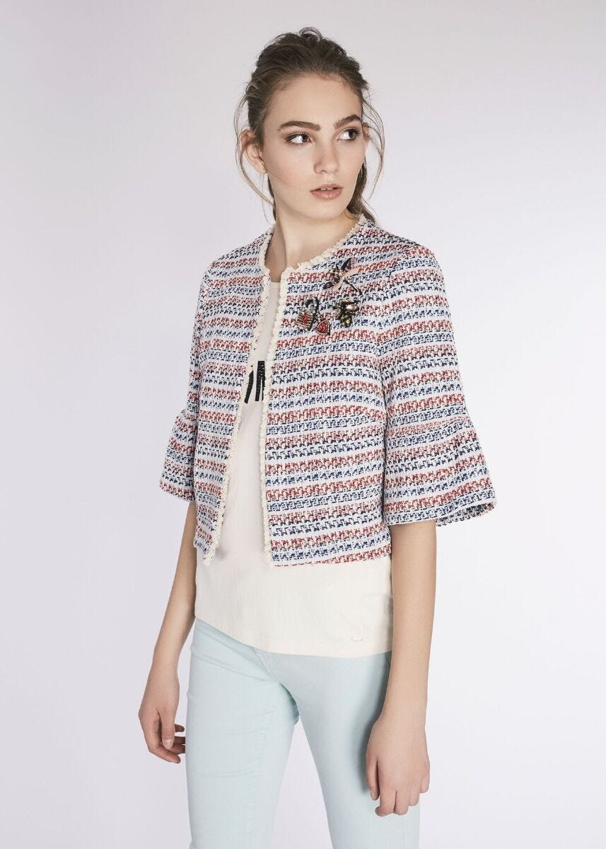 Veste courte en tissu maill&eacute;