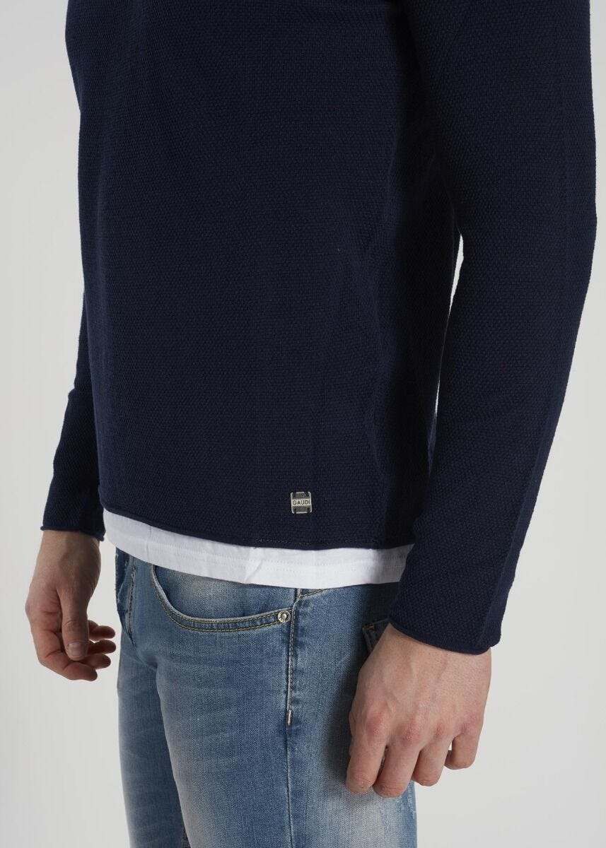 Pull en coton avec d&eacute;tails en jersey 