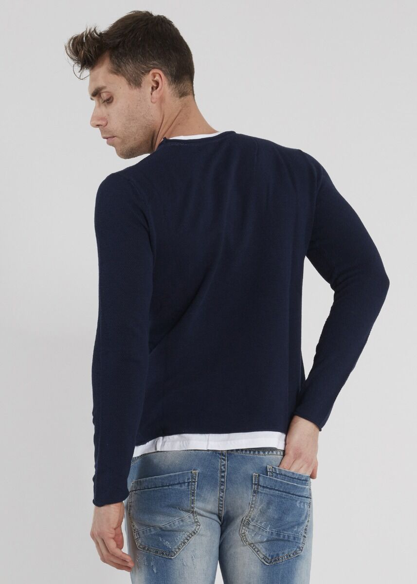 Pull en coton avec d&eacute;tails en jersey 