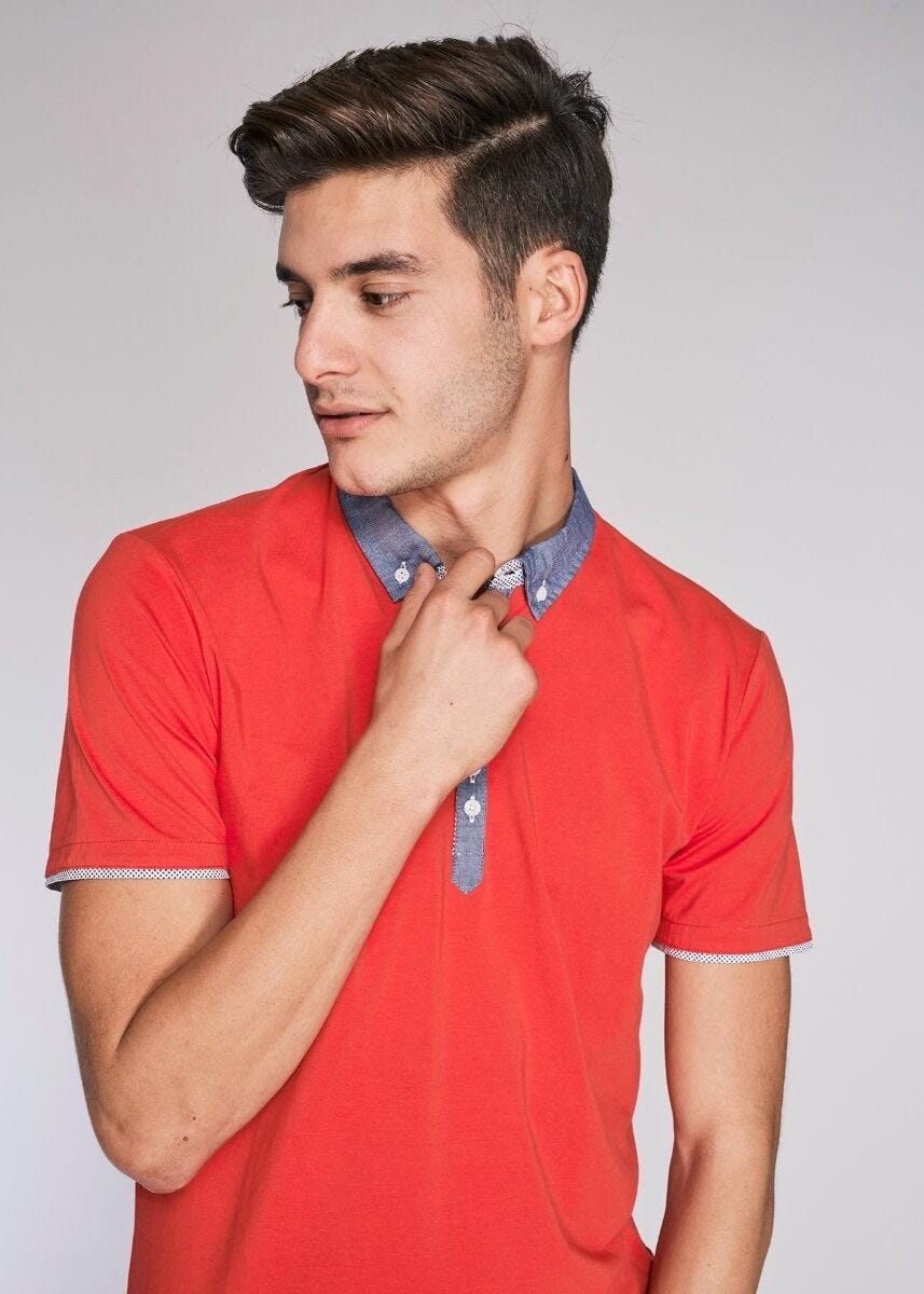 T-shirt polo in jersey stretch