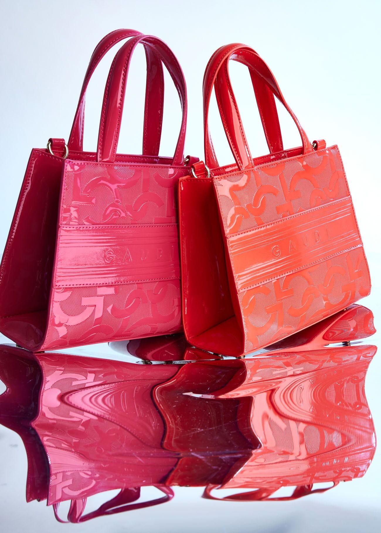 Orange top handle bag with logo