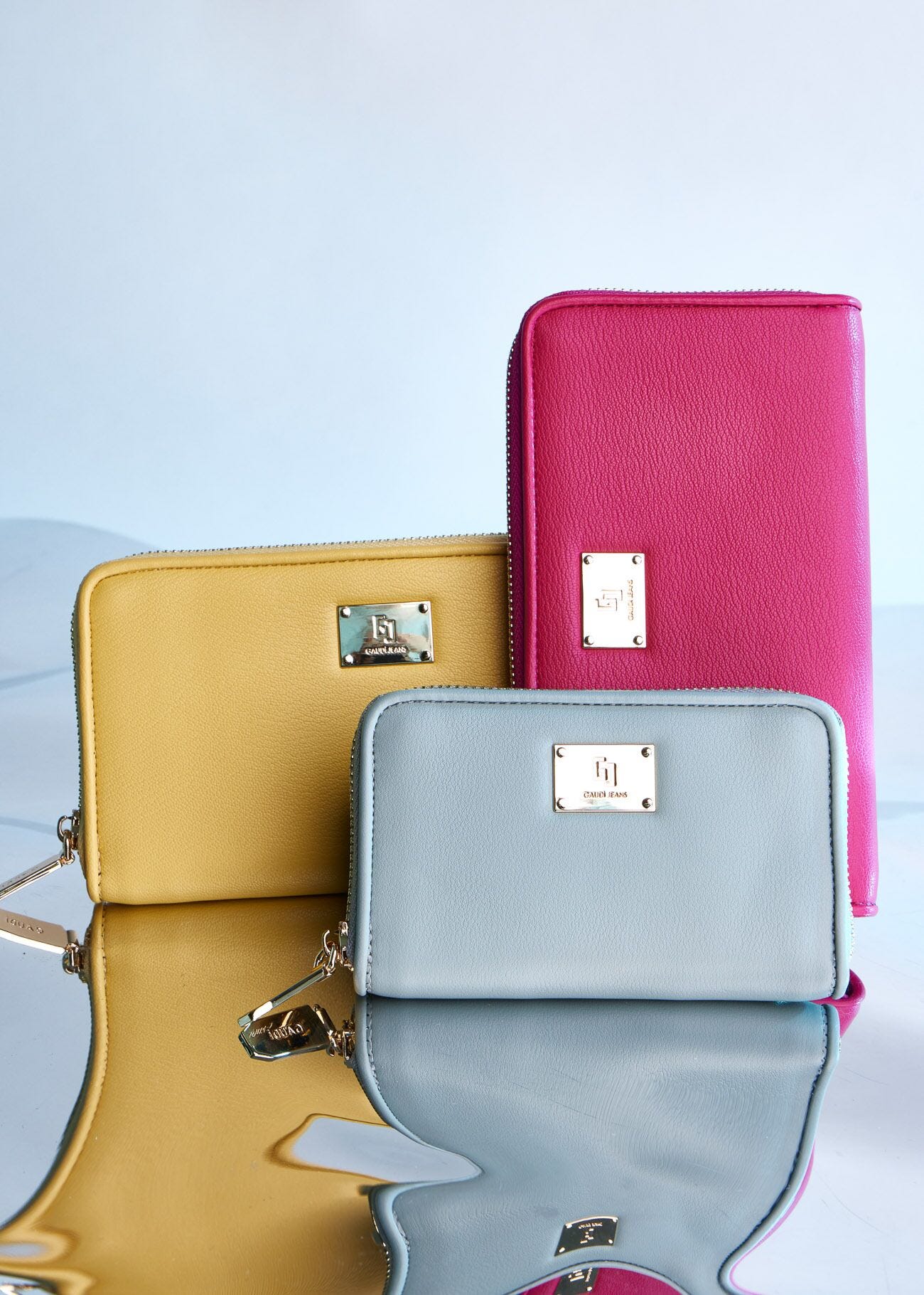 Light blue mini zip-around wallet