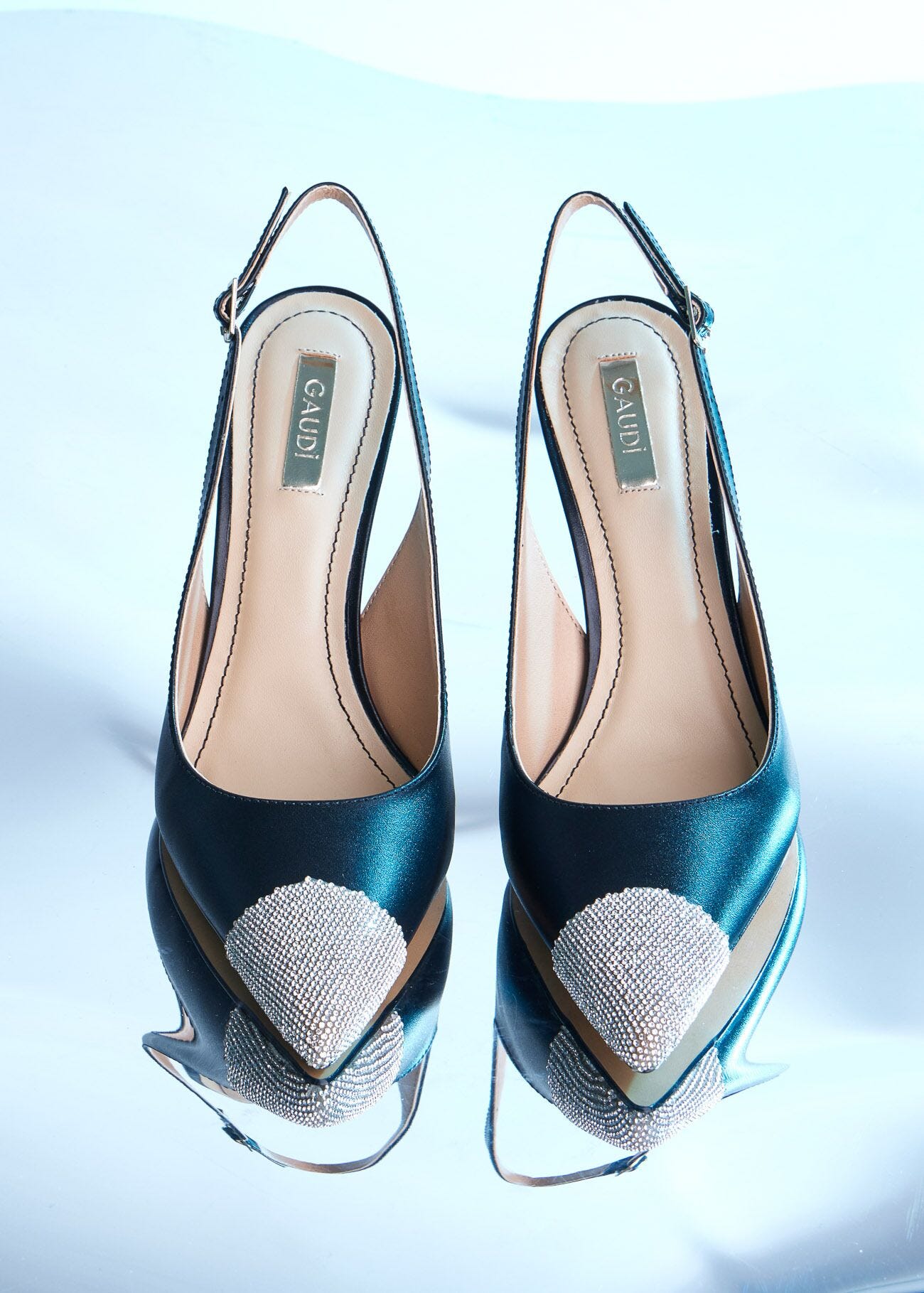 Black slingbacks in nappa leather