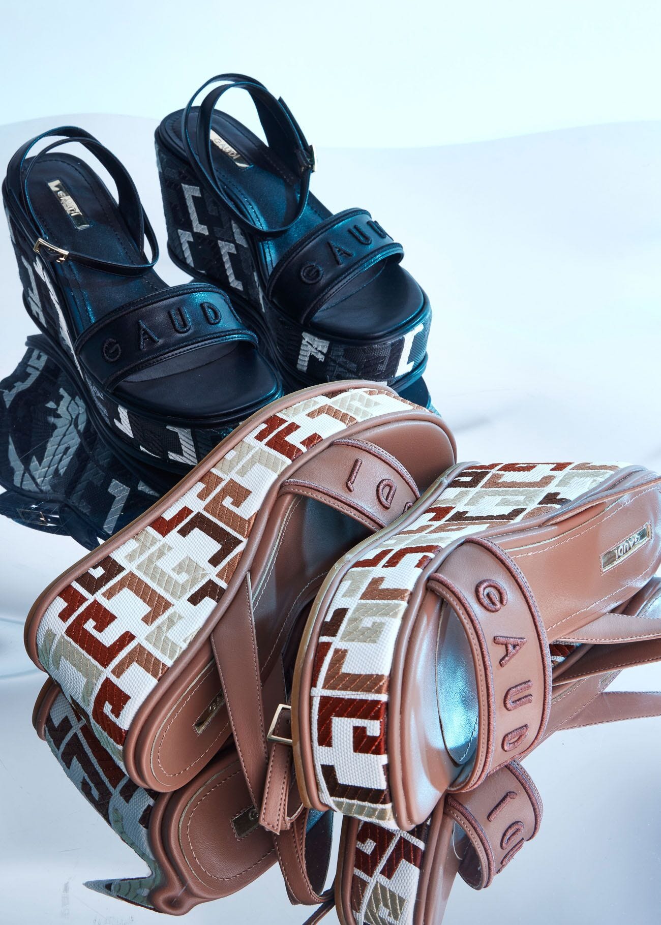 Faux-leather sandals with logo