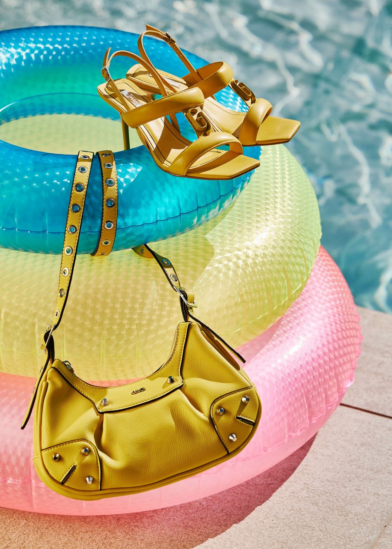 Yellow crossbody bag with studs