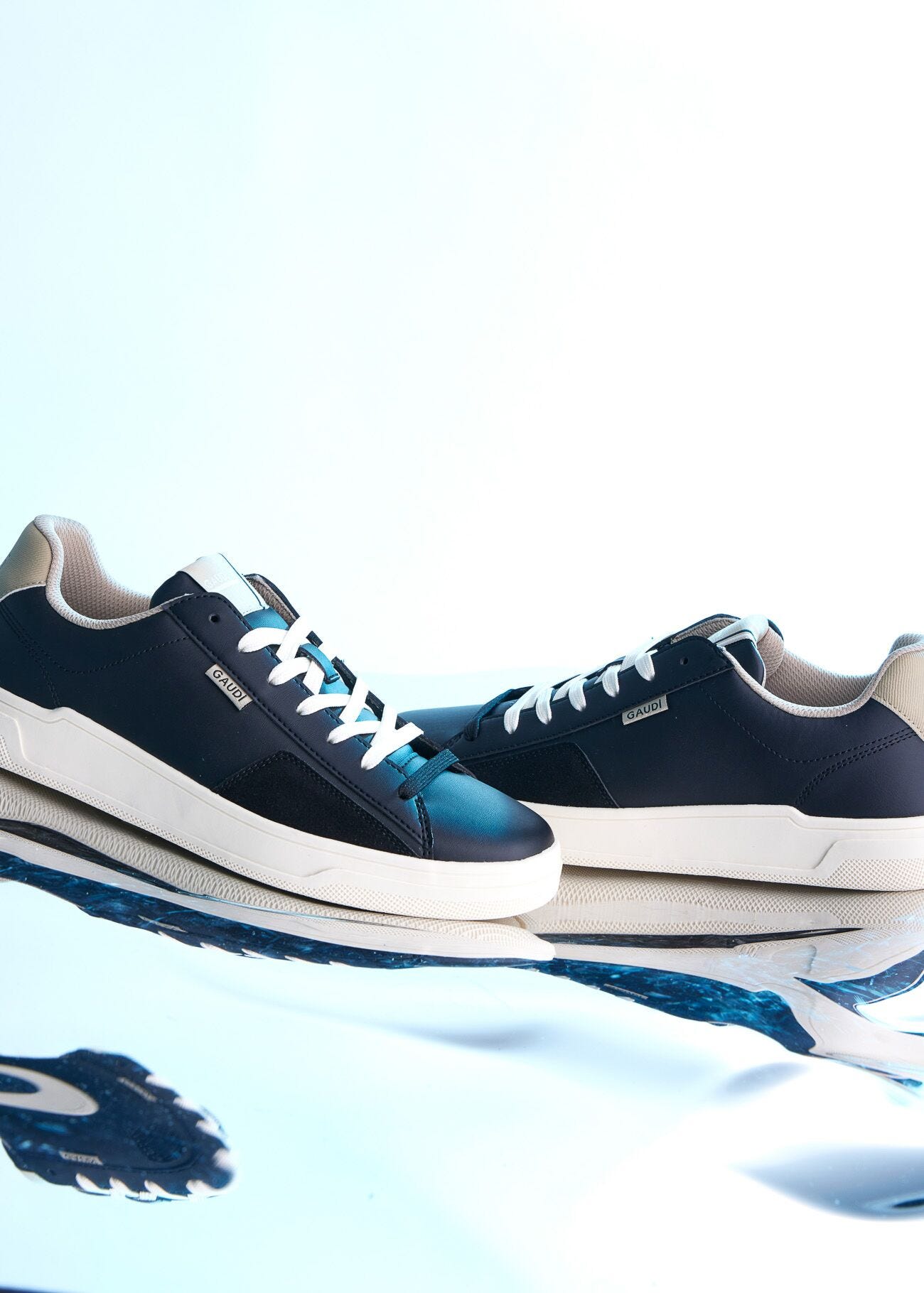 Blue faux-leather sneakers