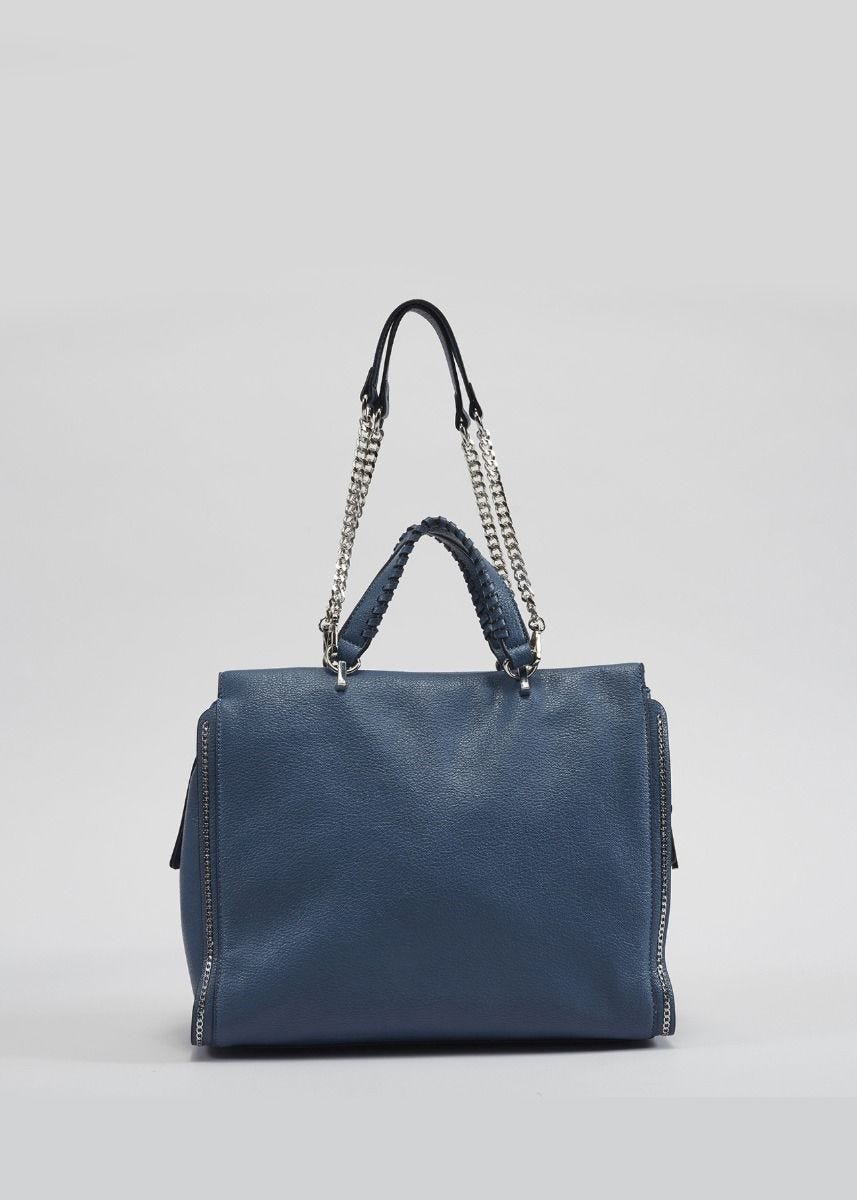 Top handle bag with chain handles 