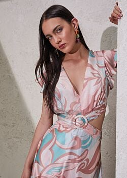 2133 Sea Salt-3417 C Robe en chiffon imprimé pour femme Gaudì Fashion