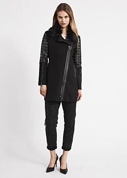 Black E Motorkársky kabát s koženými detailmi Gaudì Fashion