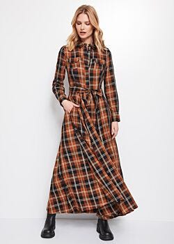 Brown-black-lurex Go Check dress in cotton blend Gaudì Jeans