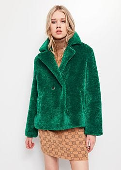 Faux fur double-breasted pea coat Gaudì Fashion
