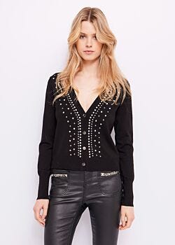 Black Cardigan con borchie e strass Gaudì Jeans