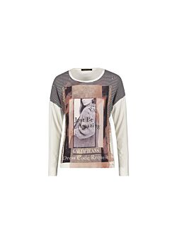 Bianco T-shirt a maniche lunghe con stampa Gaudì Jeans